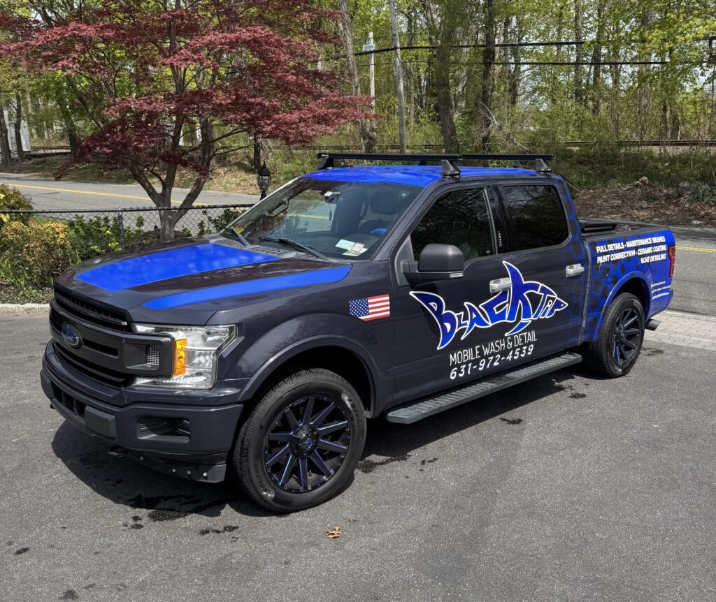 Blacktip Detailing mobile service truck parked on Long Island, ready for professional auto detailing services